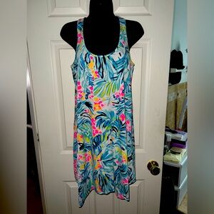 LILLY PULITZER Melle Trapeze Tank Dress In Serene Blue Tippy Top Sz XS